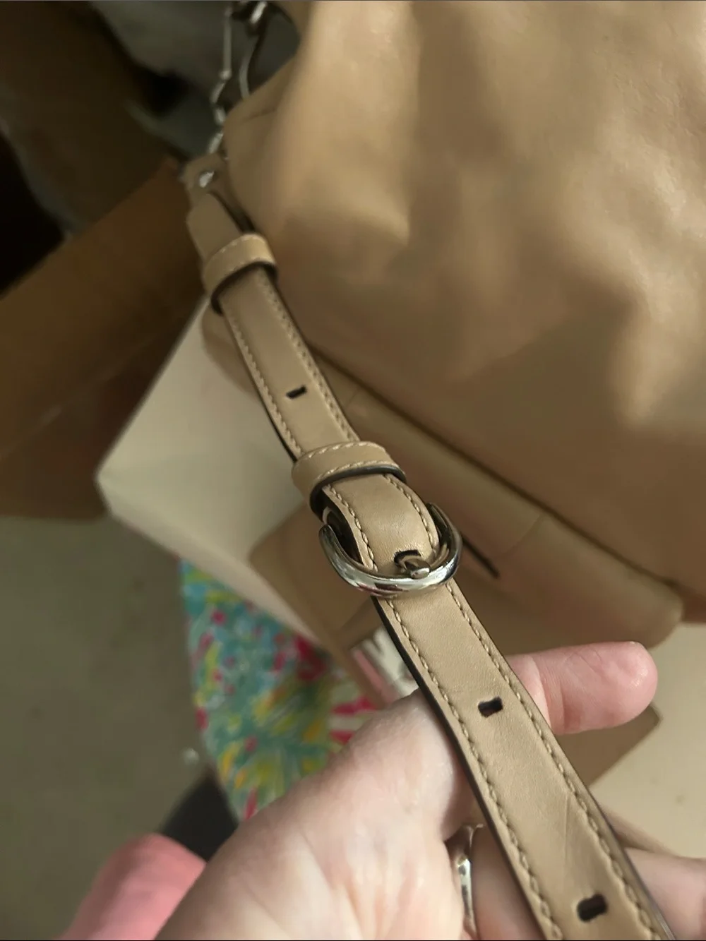 Coach Beige Leather Shoulder Bag with Matching Wallet